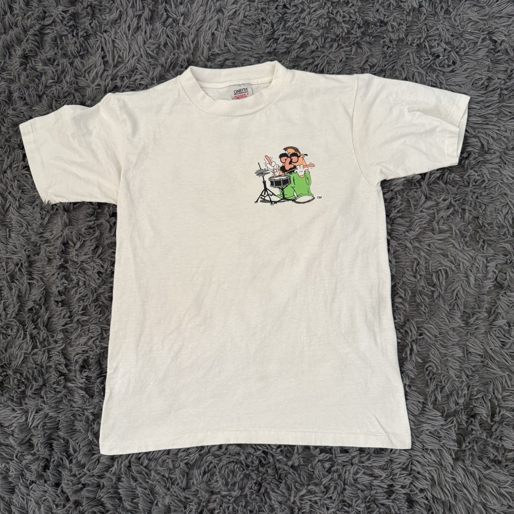 Vintage Jokes Drummer Comic Cartoon  Shirt Size Large Funny Humor 90s USA